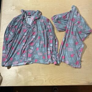 Grumpy & Gorgeous Sleepy Time Gray and Pink Pajama Set 2X (OT)